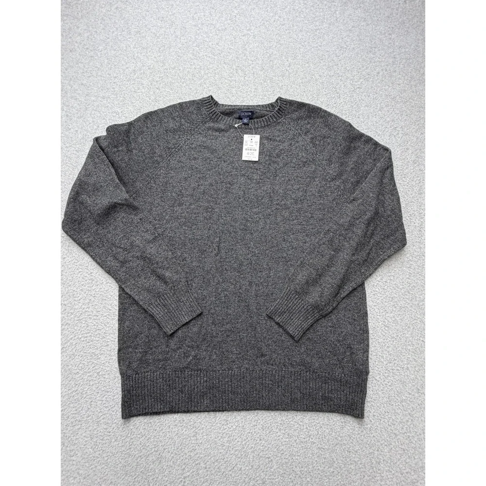 J.Crew Sweater Mens Large Gray Lambswool Crewneck Knit Pullover AA027